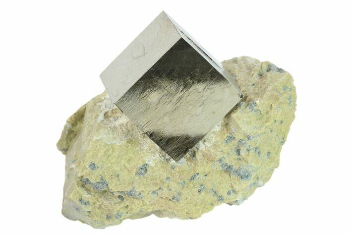 .82" Shiny, Natural Pyrite Cube In Rock - Navajun, Spain